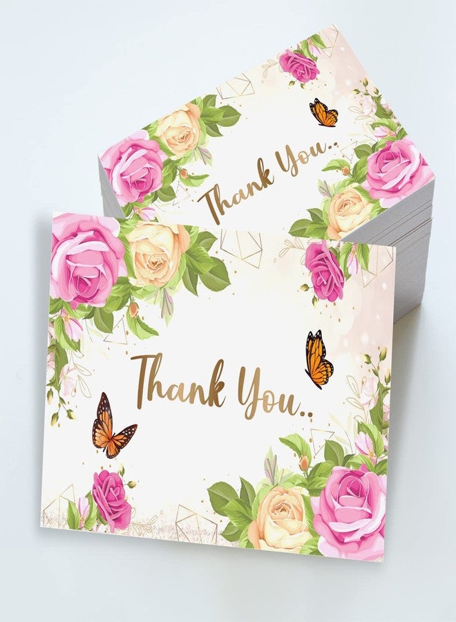 Zeetab Glossy Thank You Cards | Thanks Greeting Card for Customer Order, Return Gifts & Packaging Material | Front Gloss Laminated & Back Writable Blank White - ART3 (100) - Image 1